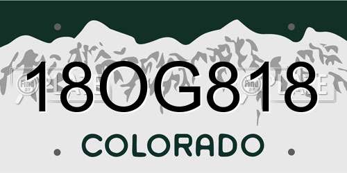 18OG818 Colorado License Plate