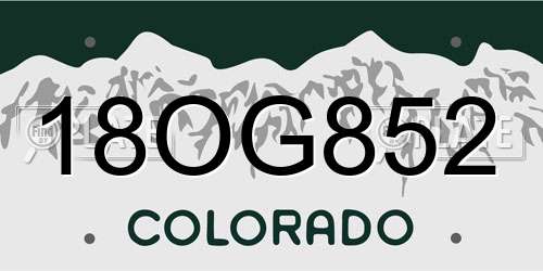 18OG852 Colorado License Plate