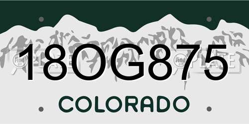18OG875 Colorado License Plate