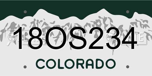 18OS234 Colorado License Plate