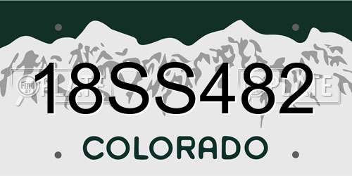 18SS482 Colorado License Plate