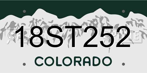 18ST252 Colorado License Plate