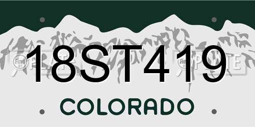 18ST419 Colorado License Plate