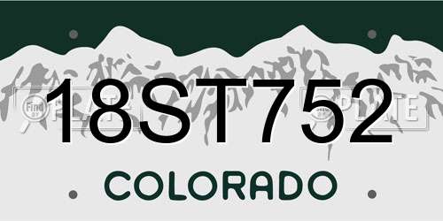 18ST752 Colorado License Plate