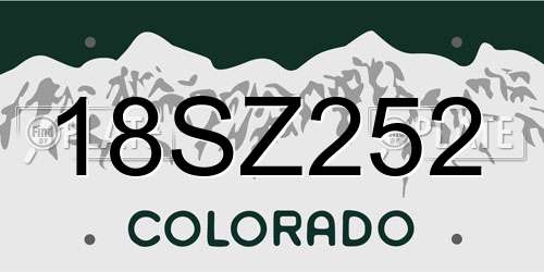 18SZ252 Colorado License Plate
