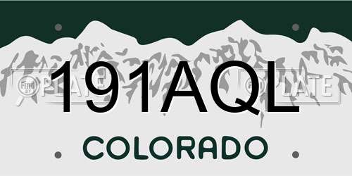 191AQL Colorado License Plate