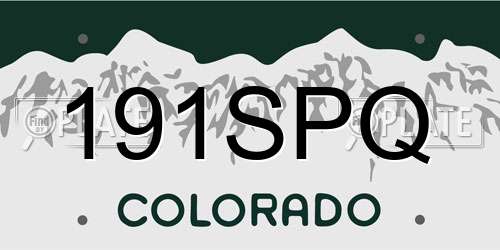 191SPQ Colorado License Plate