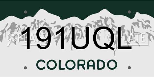 191UQL Colorado License Plate