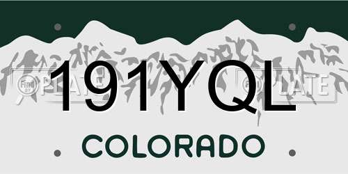 191YQL Colorado License Plate