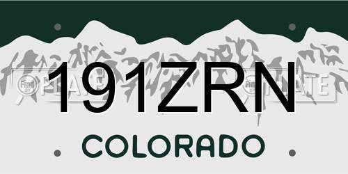 191ZRN Colorado License Plate