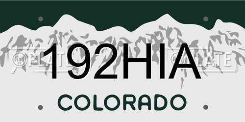 192HIA Colorado License Plate