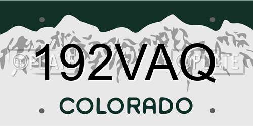 192VAQ Colorado License Plate