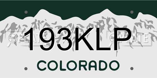 193KLP Colorado License Plate
