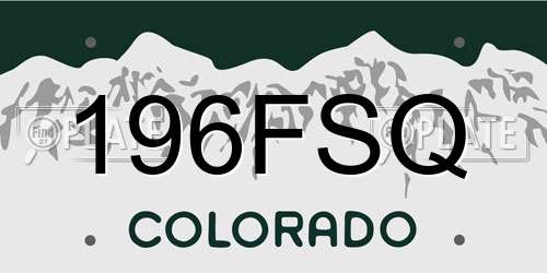 196FSQ Colorado License Plate