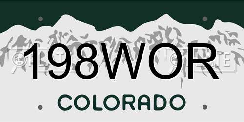 198WOR Colorado License Plate