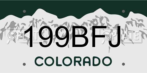199BFJ Colorado License Plate