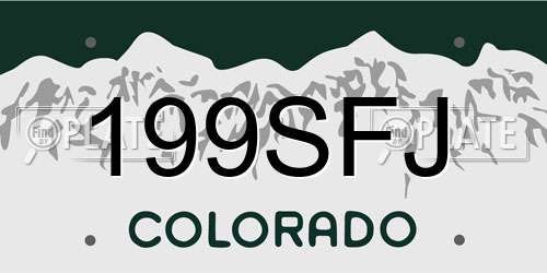 199SFJ Colorado License Plate