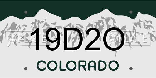 19D2O Colorado License Plate