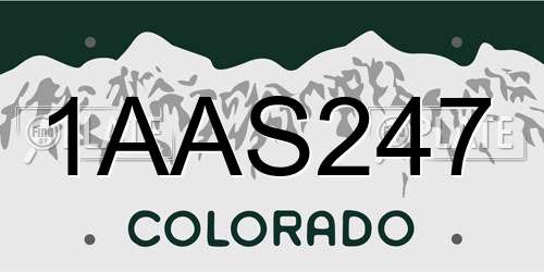 1AAS247 Colorado License Plate