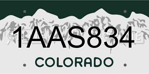 1AAS834 Colorado License Plate