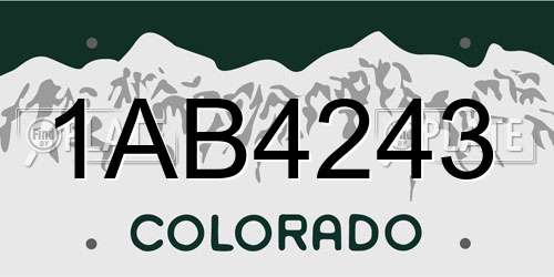 1AB4243 Colorado License Plate