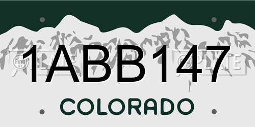 1ABB147 Colorado License Plate