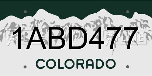1ABD477 Colorado License Plate