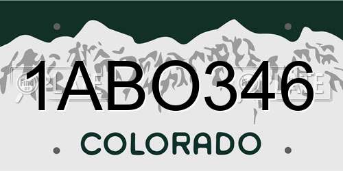 1ABO346 Colorado License Plate
