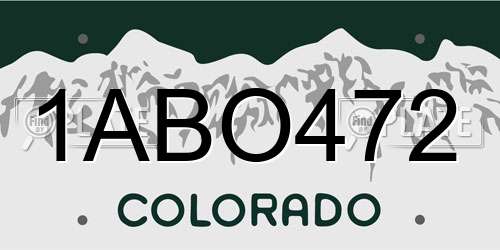 1ABO472 Colorado License Plate
