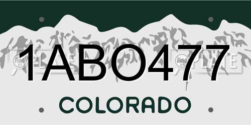 1ABO477 Colorado License Plate