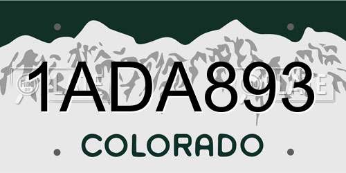 1ADA893 Colorado License Plate