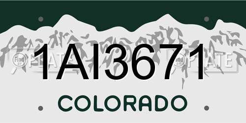 1AI3671 Colorado License Plate