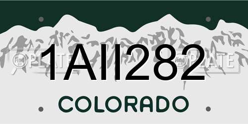 1AII282 Colorado License Plate