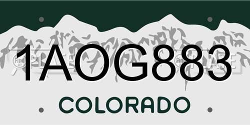 1AOG883 Colorado License Plate