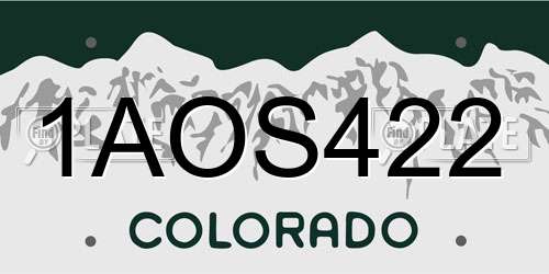 1AOS422 Colorado License Plate