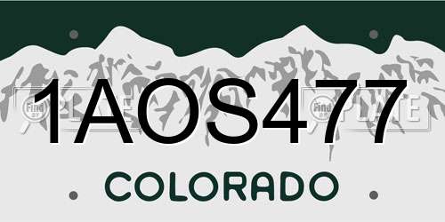 1AOS477 Colorado License Plate