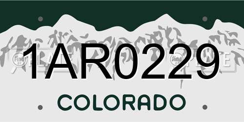 1AR0229 Colorado License Plate