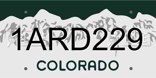 1ARD229 Colorado License Plate