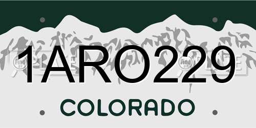 1ARO229 Colorado License Plate