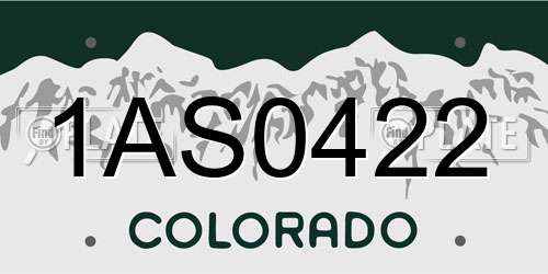 1AS0422 Colorado License Plate