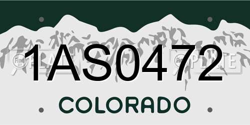 1AS0472 Colorado License Plate