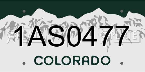 1AS0477 Colorado License Plate