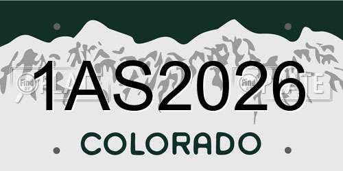 1AS2026 Colorado License Plate