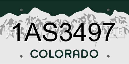 1AS3497 Colorado License Plate