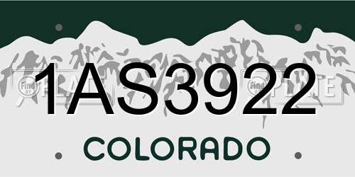 1AS3922 Colorado License Plate