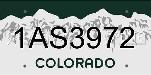 1AS3972 Colorado License Plate
