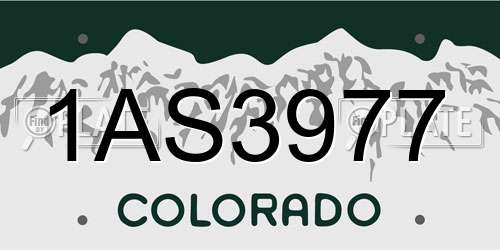 1AS3977 Colorado License Plate