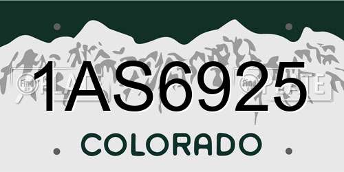 1AS6925 Colorado License Plate