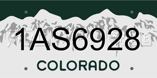 1AS6928 Colorado License Plate