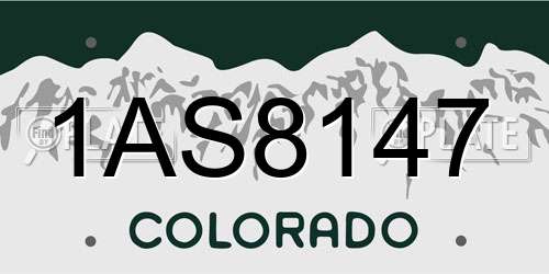 1AS8147 Colorado License Plate